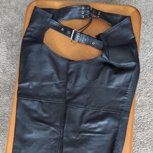 Black Leather Motorcycle Chaps